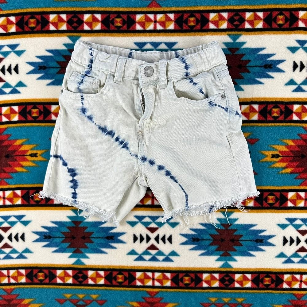 Zara Tie‎ Dye Denim Shorts Raw Hem Casual Cute Kid's Size 6